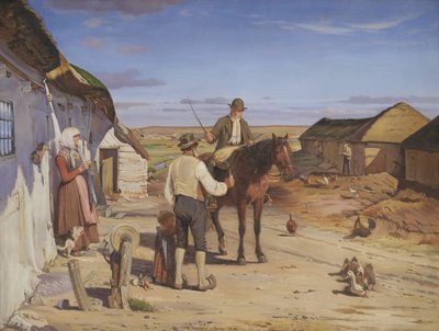 Nieznajomy pytający o drogę na farmie na wrzosowiskach autorstwa Hans Smidth