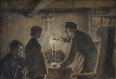 Pastor Sören zdmuchuje świecę w sylwestra autorstwa Hans Smidth