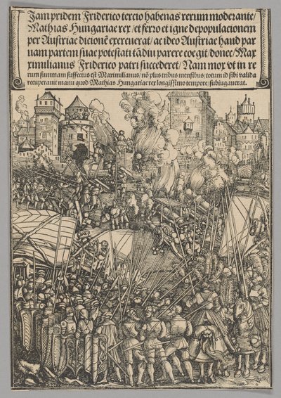 Wypędzenie Węgrów, tablica 13 ze Scen historycznych z życia cesarza Maksymiliana I z Łuku Triumfalnego autorstwa Hans Springinklee