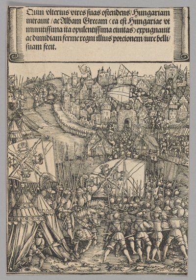 Kampania węgierska, tablica 14 ze Sceny historyczne z życia cesarza Maksymiliana I z Łuku Triumfalnego autorstwa Hans Springinklee