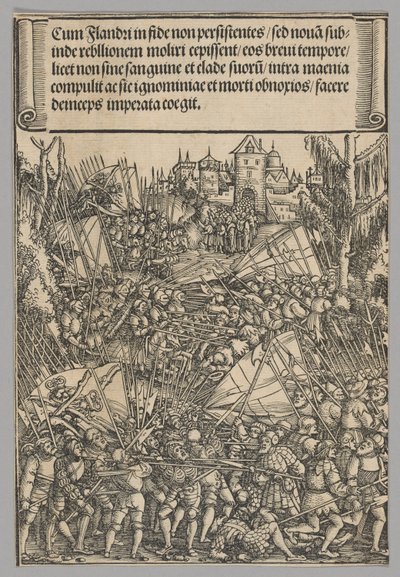 II bunt flamandzki, tablica 10 ze Scen historycznych z życia cesarza Maksymiliana I z Łuku Triumfalnego autorstwa Hans Springinklee