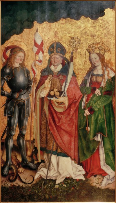 Św. Jerzy, Mikołaj, Urszula autorstwa Hans Strüb