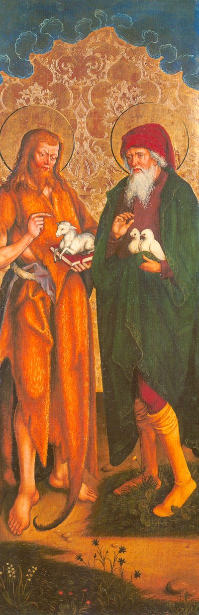 Johannes der Täufer und Joachim Jan Chrzciciel i Joachim - Inzigkofen Altar autorstwa Hans und Jakob Strüb
