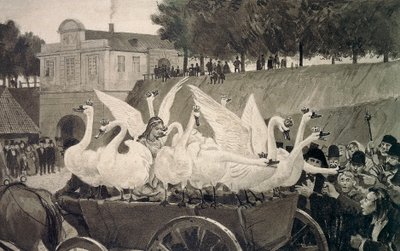 Dzikie łabędzie, ilustracja Hansa Tegnera (1853-1932) do bajki Hansa Christiana Andersena (1805-1875) autorstwa Hans Tegner