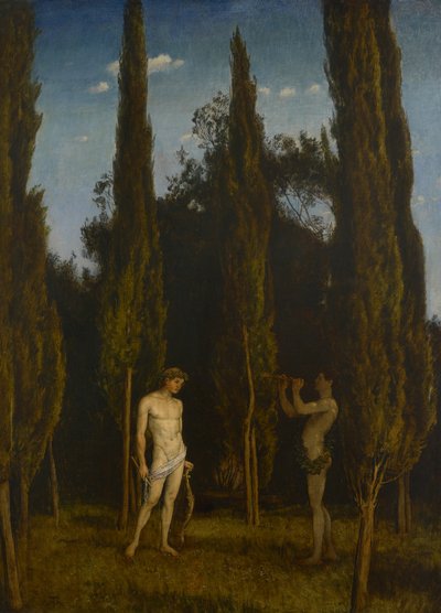 Apollo i Marsjasz autorstwa Hans Thoma