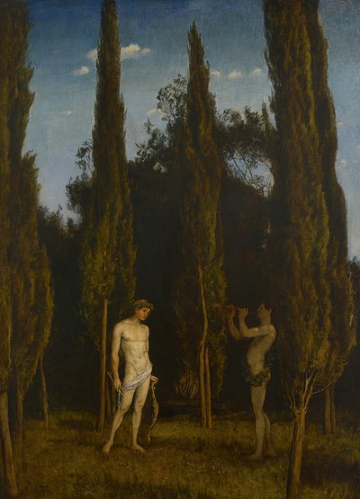 Apollo i Marsjasz, autorstwa Hans Thoma