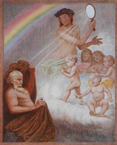 kwiecień, ilustracja z „Festkalender” wydana w Lipsku ok. 1910 (kolor lito) autorstwa Hans Thoma