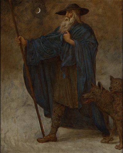 Grudzień (Wotan z wilkami) autorstwa Hans Thoma