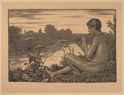 Faun grający na flecie autorstwa Hans Thoma