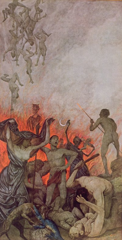Piekło, ilustracja z „Festkalender” wydanego w Lipsku ok. 1910 autorstwa Hans Thoma