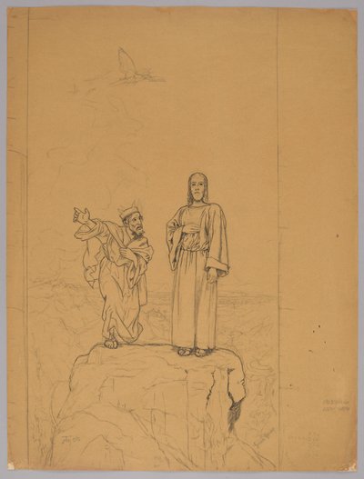 Die Versuchung Christi, verso: Christus gekreuzigt autorstwa Hans Thoma