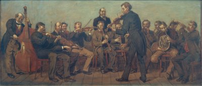 Wiejski zespół muzyczny autorstwa Hans Thoma