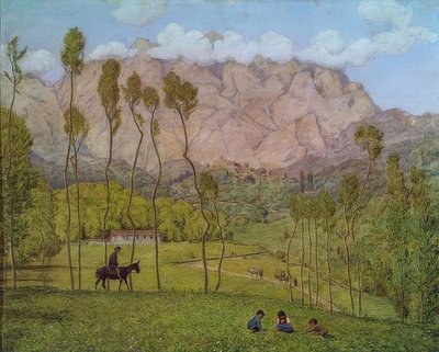 Krajobraz w pobliżu Carrary. Około 1910 r. autorstwa Hans Thoma