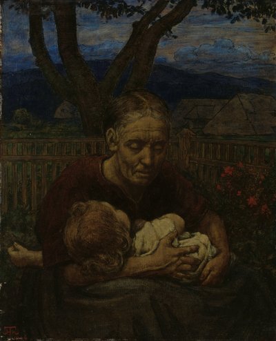 Matka i dziecko w ogrodzie autorstwa Hans Thoma