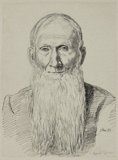 Popiersie starca z długą brodą autorstwa Hans Thoma