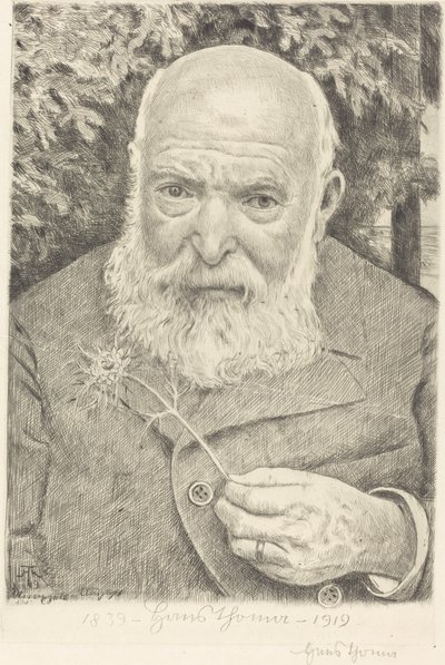 Autoportret VI z kwiatem autorstwa Hans Thoma