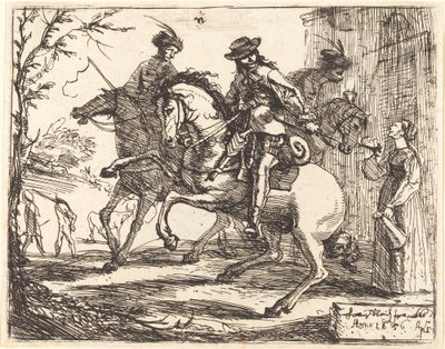 Trzech jeźdźców przed karczmą autorstwa Hans Ulrich Franck