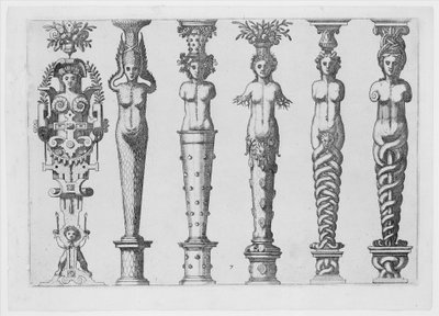 Kariatydy ... lub Atlantids Multiformium ..., ca. 1565 autorstwa Hans Vredeman de Vries