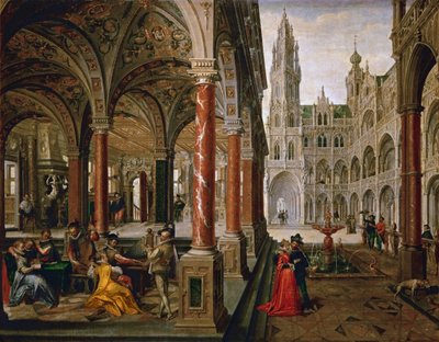 Pałac z muzykami - Hans Vredeman de Vries (Jan de Vriese ou Friedman de Frise) (1526-1606). olej na płótnie autorstwa Hans Vredeman de Vries