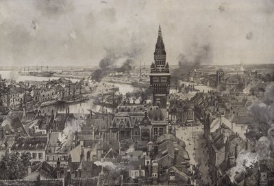 Bombardowanie Dunkierki (lito) autorstwa Hans W. (after) Schmidt