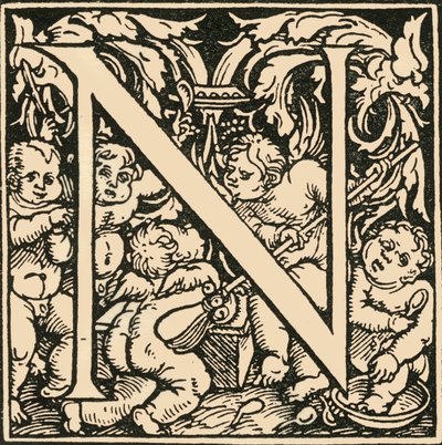 N - Alfabet Hansa Weiditza, c1520-1521, 1908. autorstwa Hans Weiditz