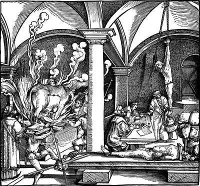 Torturować. Ilustracja z książki Phisicke Against Fortune autorstwa Petrarki, 1532 autorstwa Hans Weiditz the Younger