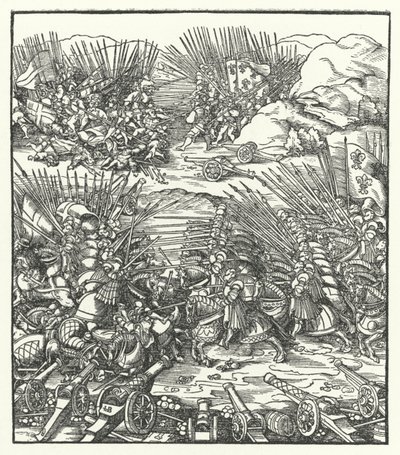 Bitwa między armiami francuskimi i weneckimi podczas wojny Ligi Cambrai, 1509 autorstwa Hans after Burgkmair