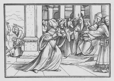 Atalia napierająca na świątynię zostaje pojmana i zabita, 2 królowie XI, 14 autorstwa Hans after Holbein the Younger