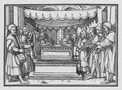Dawid powołuje zespół śpiewaków i muzyki na chwałę Pana, 1 Kronik XVI, 4 autorstwa Hans after Holbein the Younger