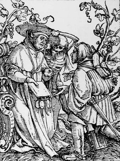 Śmierć i kardynał, z Tańca śmierci, rycina Hansa Lutzelburgera, ok. 1538 r. autorstwa Hans after Holbein the Younger