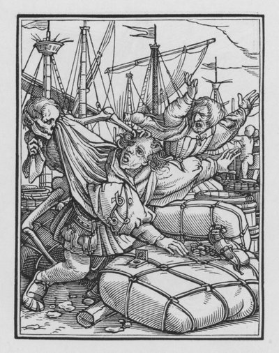 Taniec śmierci Holbeina: Kupiec autorstwa Hans after Holbein the Younger