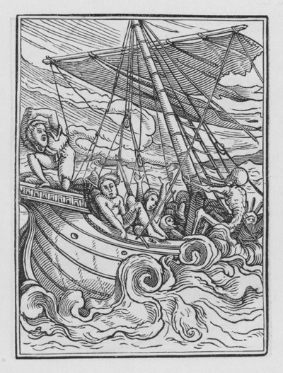 Taniec śmierci Holbeina: statek w burzy autorstwa Hans after Holbein the Younger