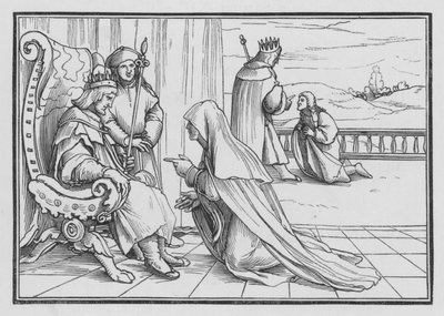 Sztuczka Joabsa, aby sprowadzić do domu Absaloma, 2 Samuela XIV, 4 autorstwa Hans after Holbein the Younger