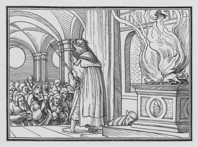 Salomon błogosławi lud i chwali Boga, 2 Kronik VI, 12 autorstwa Hans after Holbein the Younger