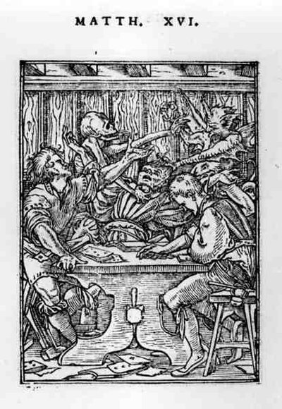 Igrzysk, z cyklu Taniec śmierci, sztychowany przez Hansa Lutzelburgera (fl.1505-26) c.1526-28 autorstwa Hans after Holbein the Younger