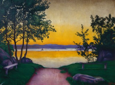Wieczorna atmosfera, Viksfjorden autorstwa Harald Oscar Sohlberg