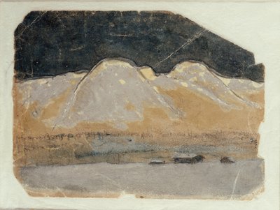 Pierwszy szkic do „Zimowej nocy w górach” autorstwa Harald Oscar Sohlberg