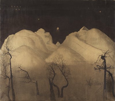 Zimowa noc w górach. studium, 1902-2 autorstwa Harald Oscar Sohlberg