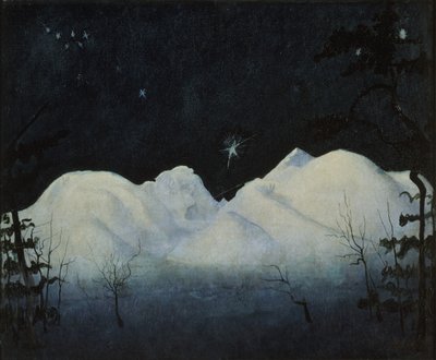 Zimowe noce w górach (olej na płótnie) autorstwa Harald Oscar Sohlberg
