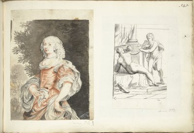 Portret kobiety i Wenus, Amora i Marsa autorstwa Harmen ter Borch (possibly)