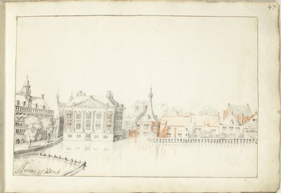 Widok budynków na Hofvijver, Haga autorstwa Harmen ter Borch (signed by artist)