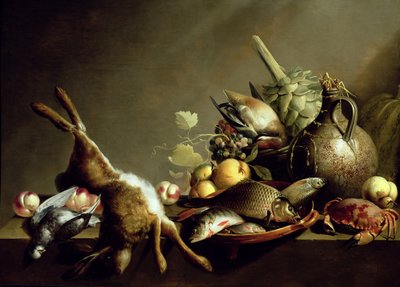 Martwa natura z glinianym dzbanem i zającem autorstwa Harmen van Steenwyck