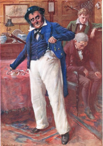 Bright Idea Captain Cuttle, ilustracja z „Character Sketches from Dickens” opracowanej przez B.W. Matz autorstwa Harold Copping