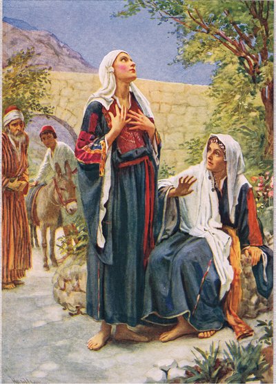 Elžbieta, iliustracija iš „Biblijos moterys“, išleista „The Religious Tract Societypoli“. autorstwa Harold Copping