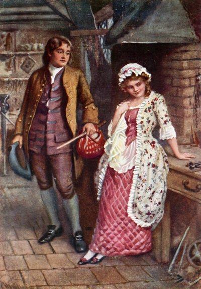 Joe Willet i Dolly Varden (litografia kolorowa) autorstwa Harold Copping
