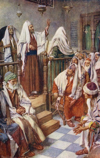 Nowy Testament: Paweł nauczający (kolorowa litografia) autorstwa Harold Copping