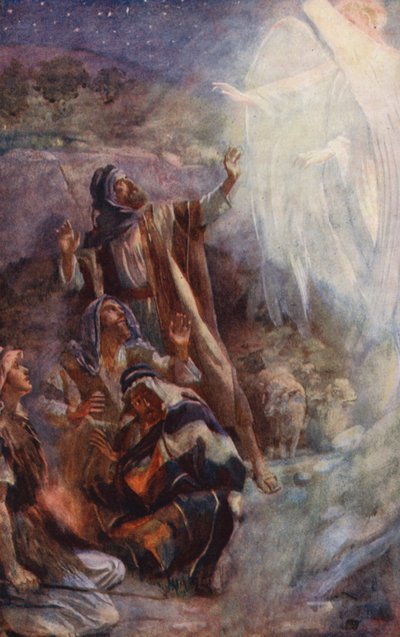 Nowy Testament: Pasterze z Betlejem (kolorowa litografia) autorstwa Harold Copping