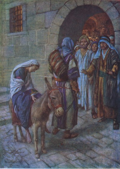 Brak miejsca w gospodzie, ilustracja z Harold Copping Pictures: The Crown Series, ok. 1920 r. autorstwa Harold Copping