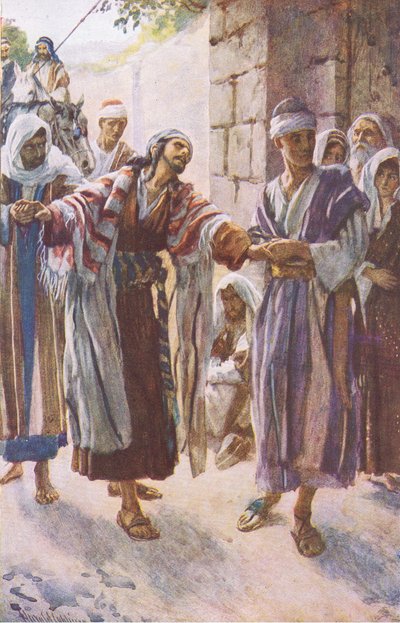 Paul prowadził do Damaszku, ilustracja z Harold Copping Pictures: The Crown Series, ok. 1920 autorstwa Harold Copping