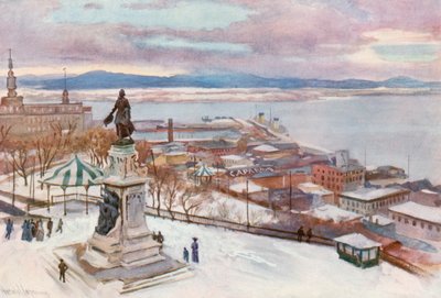 Quebec z hotelu Frontenac autorstwa Harold Copping